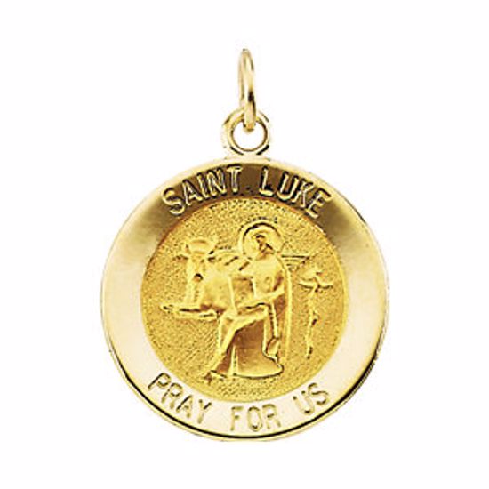 R16318:103953:P 14kt Yellow 15mm Round St. Luke Medal