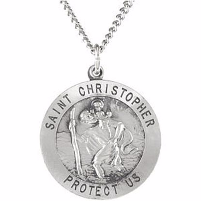 R5024:104211:P Sterling Silver 25mm St. Christopher Medal