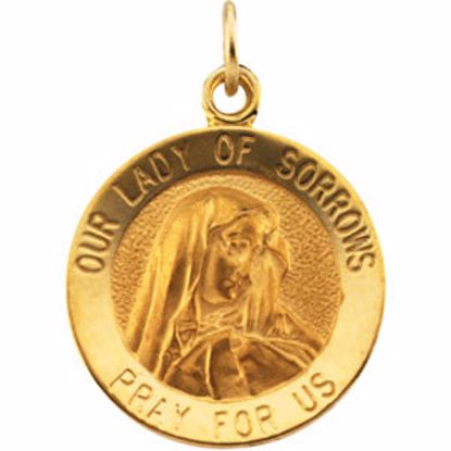 R16365:103823:P 14kt Yellow 14.5mm Our Lady of Sorrows Medal