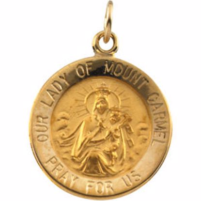 R5040:103860:P 14kt Yellow 15mm Our Lady of Mount Carmel Medal Pendant