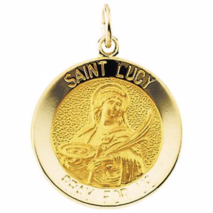 R16367:103928:P 14kt Yellow 12mm Round St. Lucy Medal