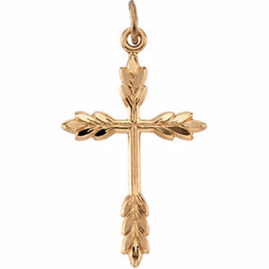 R16270:105091:P Yellow Gold Filled 26x18mm Fancy Cross Pendant