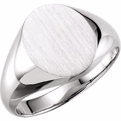 9320:113045:P 14kt White 14x12mm Solid Oval Men's Signet Ring