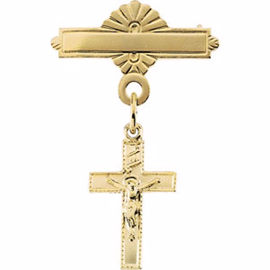 R16734:130725:P Crucifix Baptismal Brooch 