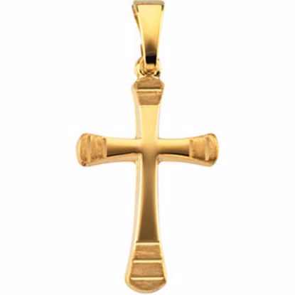 R16020:130012:P 14kt Yellow 18x12mm Hollow Cross Pendant