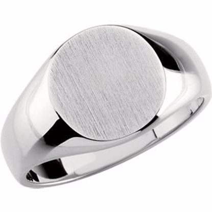 9600:123815:P 14kt White 14x12mm Men's Signet Ring with Brush Finish