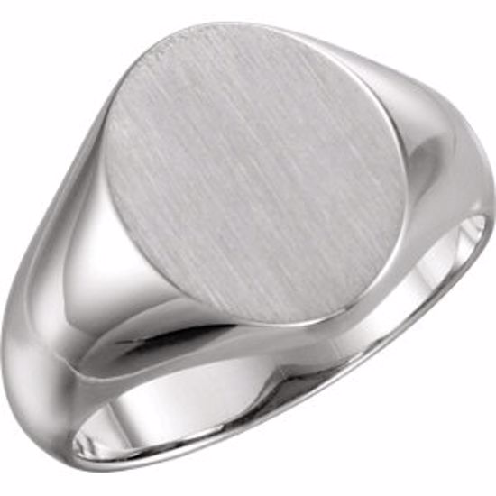 5758:123702:P 14kt White 12x10mm Oval Signet Ring