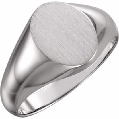 5758:123691:P 14kt White 10x8mm Oval Signet Ring