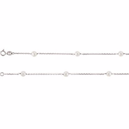 CH188:137787:P 14kt White Pearl Station 18" Necklace