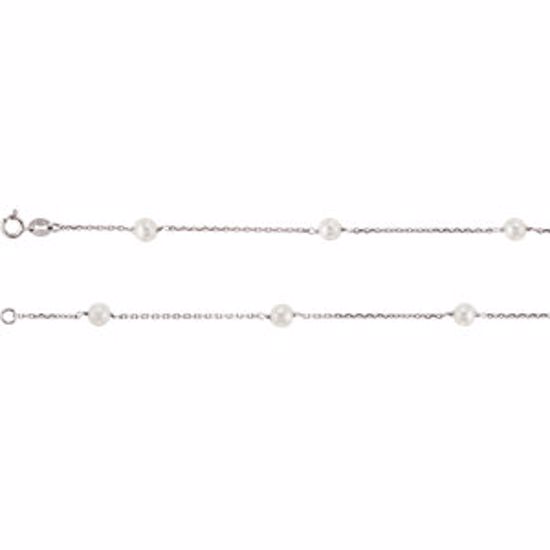 CH188:137787:P 14kt White Pearl Station 18" Necklace