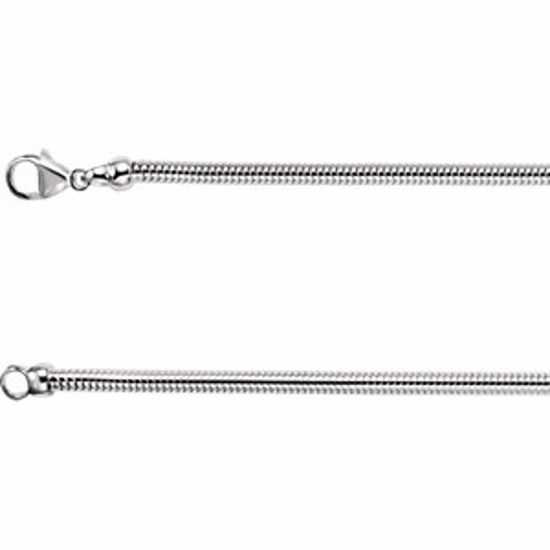 CH265:139503:P Sterling Silver 3.25mm Round Snake 16" Chain