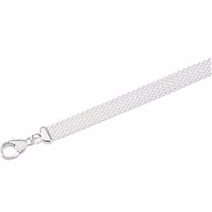 CH270:139516:P Sterling Silver Solid Flat Mesh 7" Bracelet