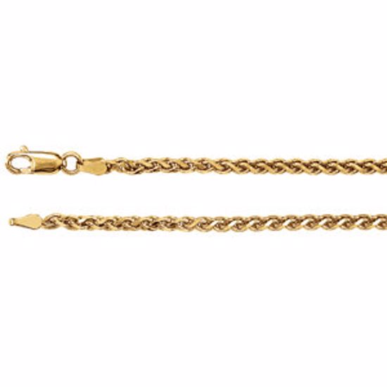 CH522:242060:P 14kt Yellow 2.75mm Diamond Cut Wheat 7" Chain
