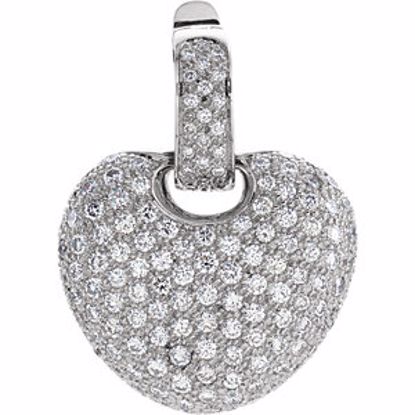 61227:246280:P 14kt White 2 CTW Diamond Pave Heart Pendant