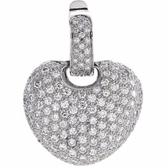 61227:246280:P 14kt White 2 CTW Diamond Pave Heart Pendant