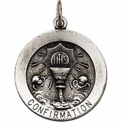 R16368:304407:P Sterling Silver 21.75mm Round Confirmation Pendant Medal