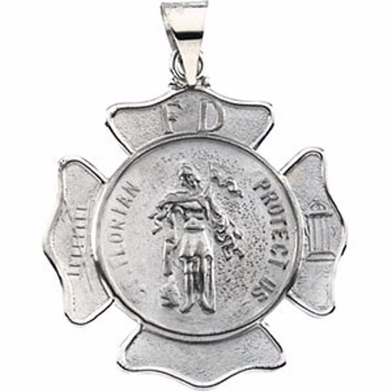 R16390:305276:P 14kt White 22.25mm St. Florian Pendant