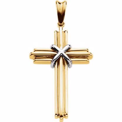 R41249:100001:P 14kt Yellow & White 36.75x24.5mm Cross Pendant