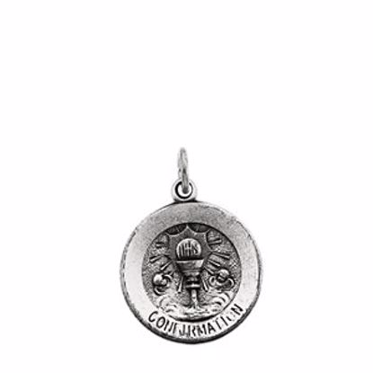 R16368:66826:P Sterling Silver 14.75mm Round Confirmation Pendant Medal