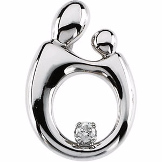 63908:100106:P 14kt White Mother and Child® .05 CTW Diamond Pendant