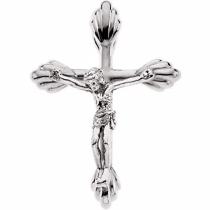 R41247:100002:P 14kt White 34.5x25.5mm Crucifix Pendant