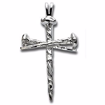 R8293:90753:P Platinum 34x24mm Nail Design Cross Pendant