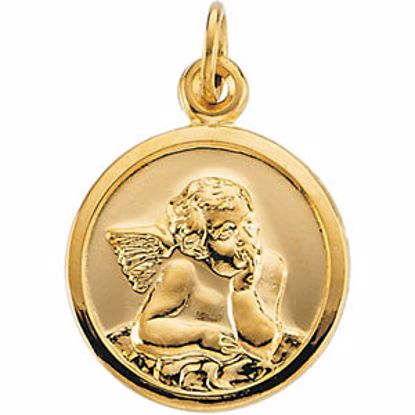 R41567:110604:P 14kt Yellow 14.25mm Guardian Angel Medal