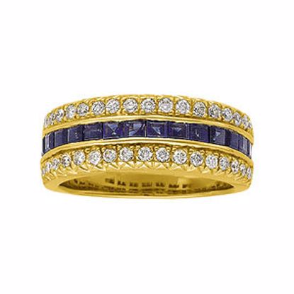 63930:60190:P 14kt Yellow Blue Sapphire & 1/2 CTW Diamond Anniversary Band