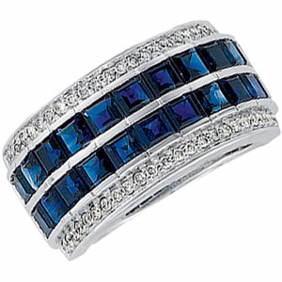 64035:60279:P 14kt White Blue Sapphire & 1/3 CTW Diamond Anniversary Band 