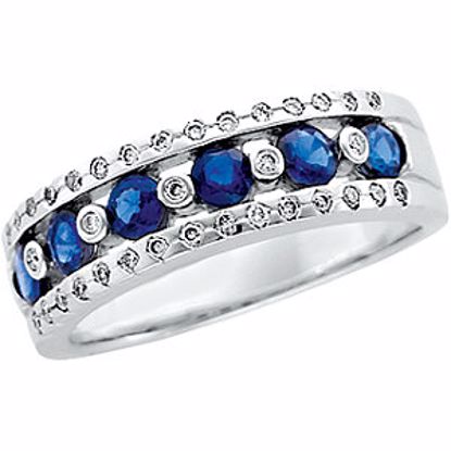 64037:60281:P 14kt White Blue Sapphire & 1/5 CTW Diamond Anniversary Band