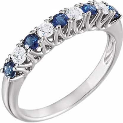 64038:60282:P Blue Sapphire & 1/4 CTW Diamond Fishtail Design Anniversary Band