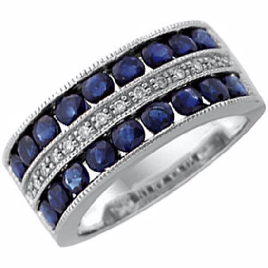 64041:60285:P 14kt White Sapphire & 1/10 CTW Diamond Anniversary Band