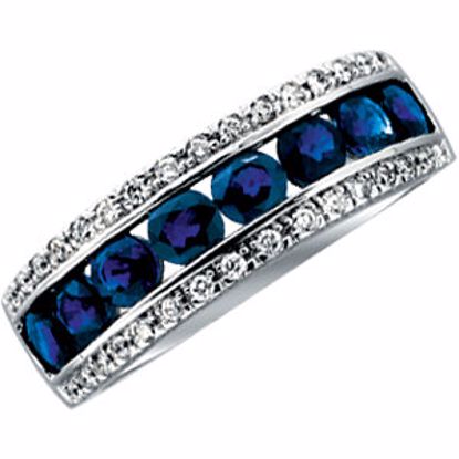 64044:60288:P 14kt White Blue Sapphire & 1/5 CTW Diamond Anniversary Band 