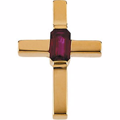 R41228R:100111:P 14kt Yellow Ruby Cross Pendant