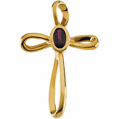 R41238R:100122:P 14kt Yellow Ruby Cross Pendant