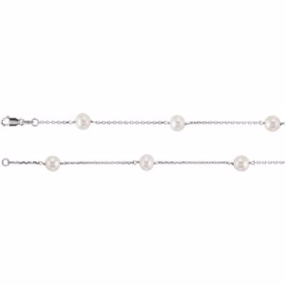 CH184:137796:P 14kt White Pearl Station 18" Necklace