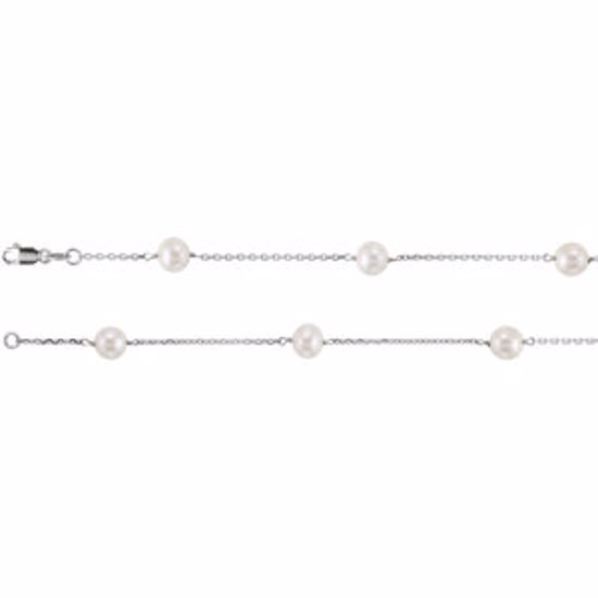 CH184:137796:P 14kt White Pearl Station 18" Necklace