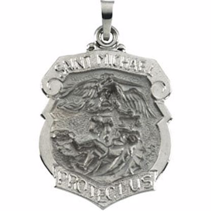 R5060:67342:P 14kt White 27x21mm St. Michael Medal