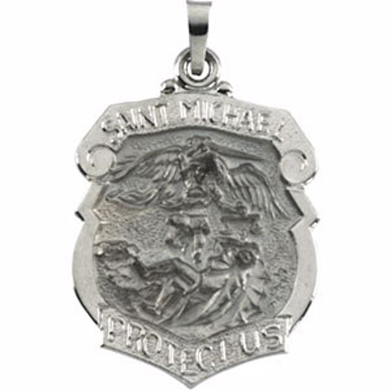 R5060:67342:P 14kt White 27x21mm St. Michael Medal