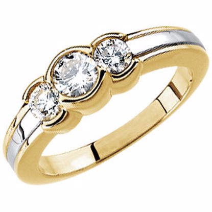 64149:20716:P 14kt White & Yellow 3/4 CTW Diamond Anniversary Ring