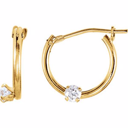 19105:1243060:P 14kt Yellow Youth Cubic Zirconia Hoop Earrings