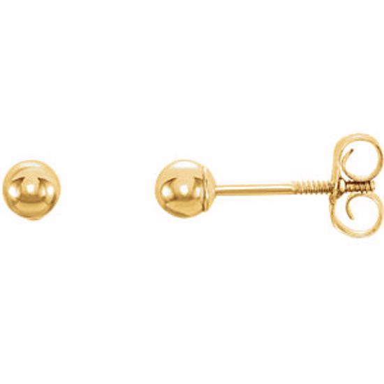 19124:1243390:P 14kt Yellow 3mm Youth Ball Stud Earrings