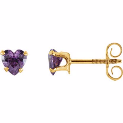 19132:1243610:P 14kt Yellow Amethyst Heart Earrings