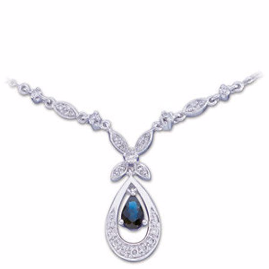 64492:60019:P Genuine Blue Sapphire & Diamond Necklace