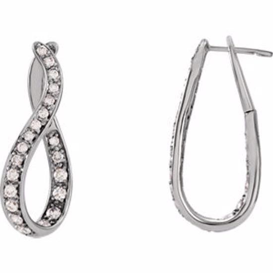 63588:2967040:P 14kt White 1 CTW Diamond Wavy Hoop Earrings