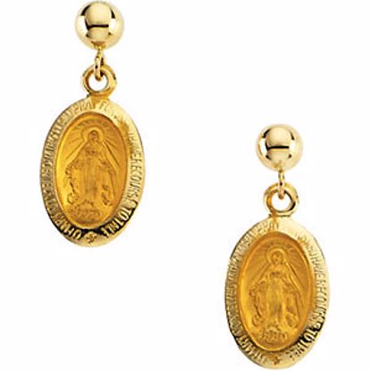 R16541:2804420:P 14kt Yellow 12x9mm Miraculous Dangle Earrings