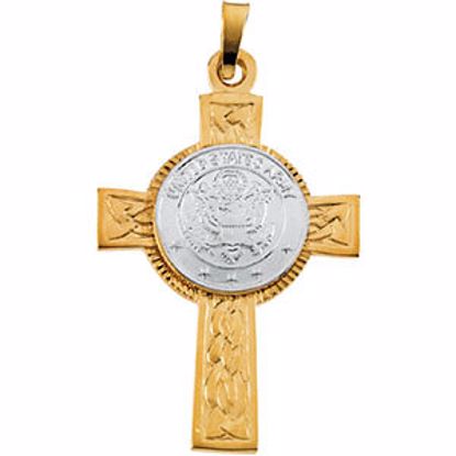 R42059:300003:P 14kt Yellow & White U.S. Army Cross Pendant