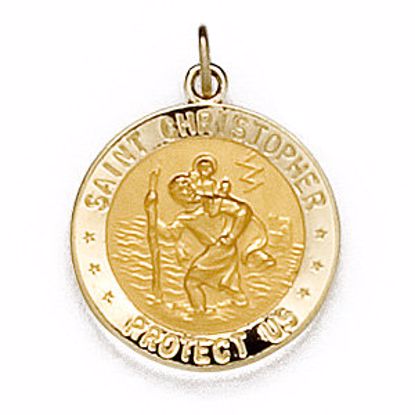 R41580:300012:P 14kt Yellow 18mm Round St. Christopher U.S. Coast Guard Medal