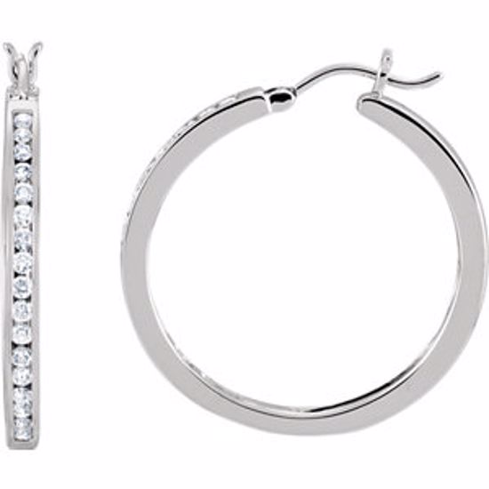 62189:2635190:P 14kt White 1/2 CTW Diamond Hoop Earrings