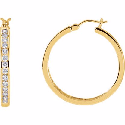 62189:2635320:P 14kt Yellow 1 CTW Diamond Hoop Earrings